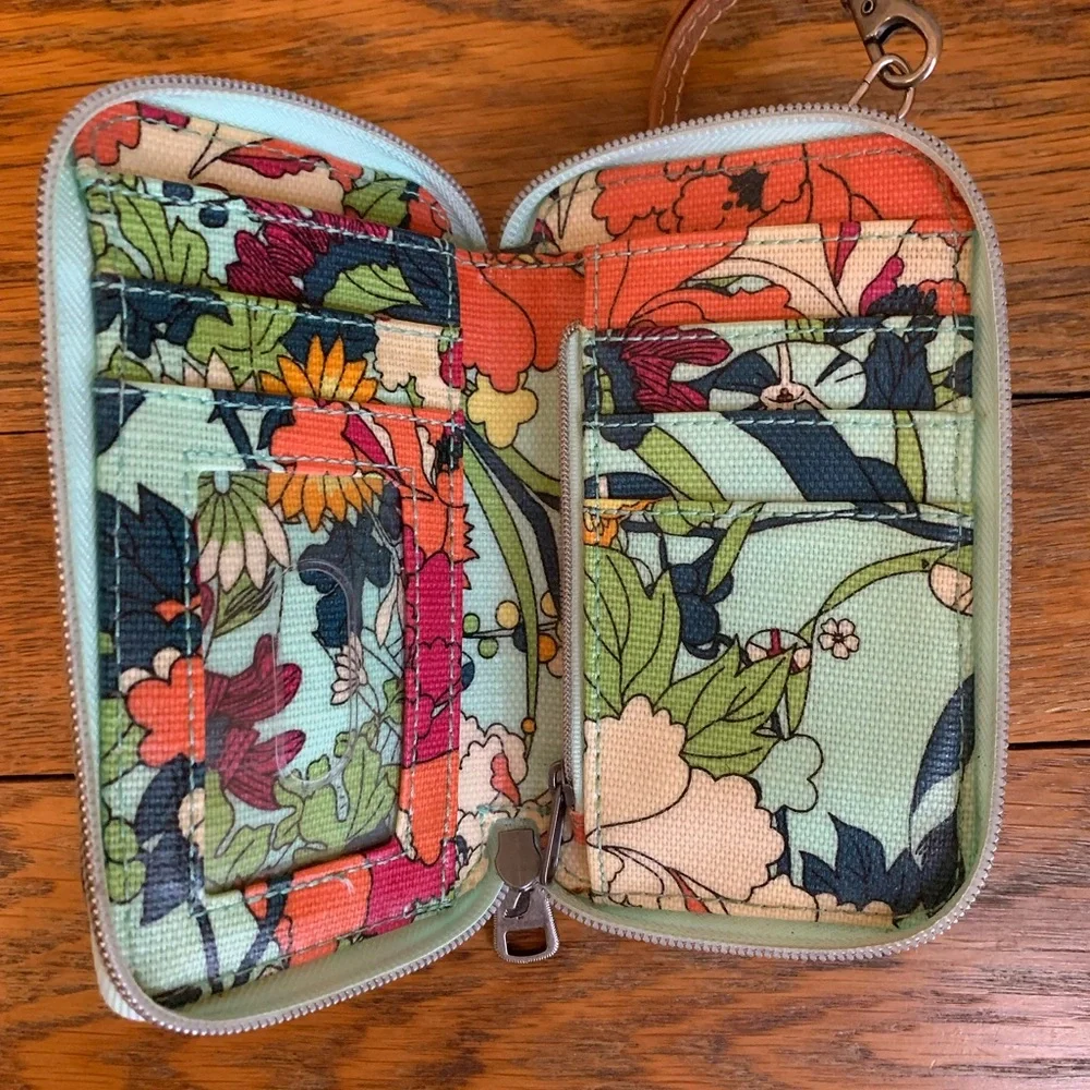 Sakroots Women's Wristlet  Floral Phone Wallet Purse Canvas Faux Leather Strap - Picture 8 of 9
